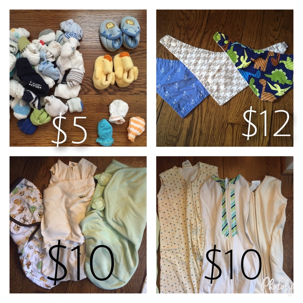 Newborn bibs wraps socks and slippers