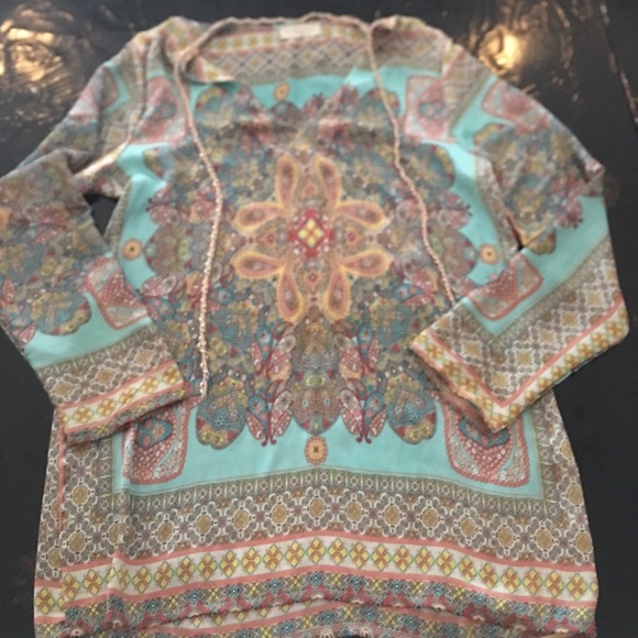 Casting silk top with chain/ leather detail - Picture 3 of 3