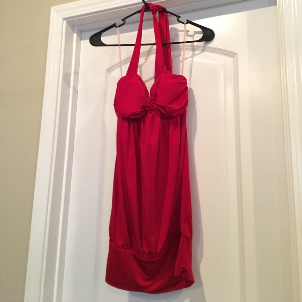 Halter top red dress