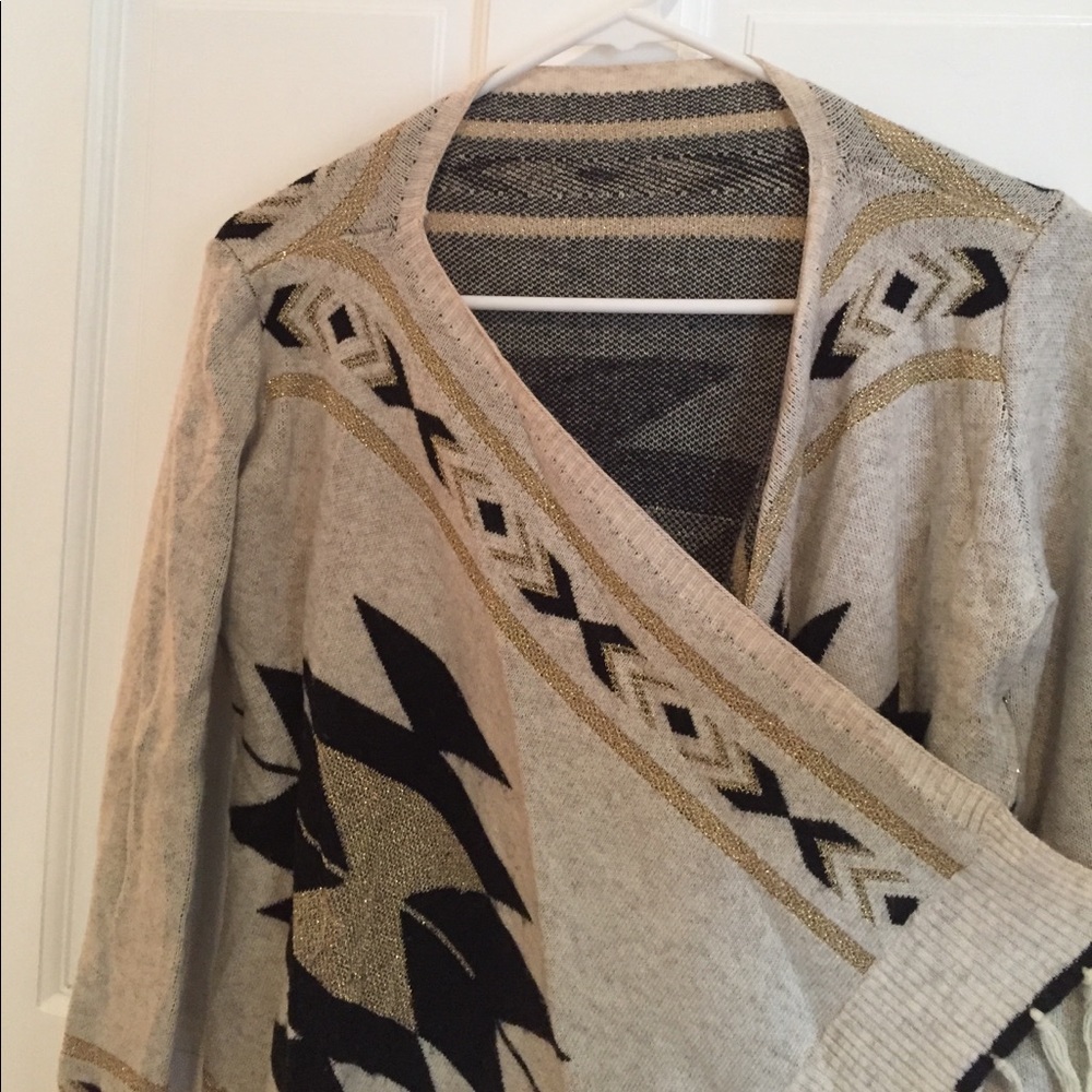 Aztec Gold and Black Poncho Cardigan