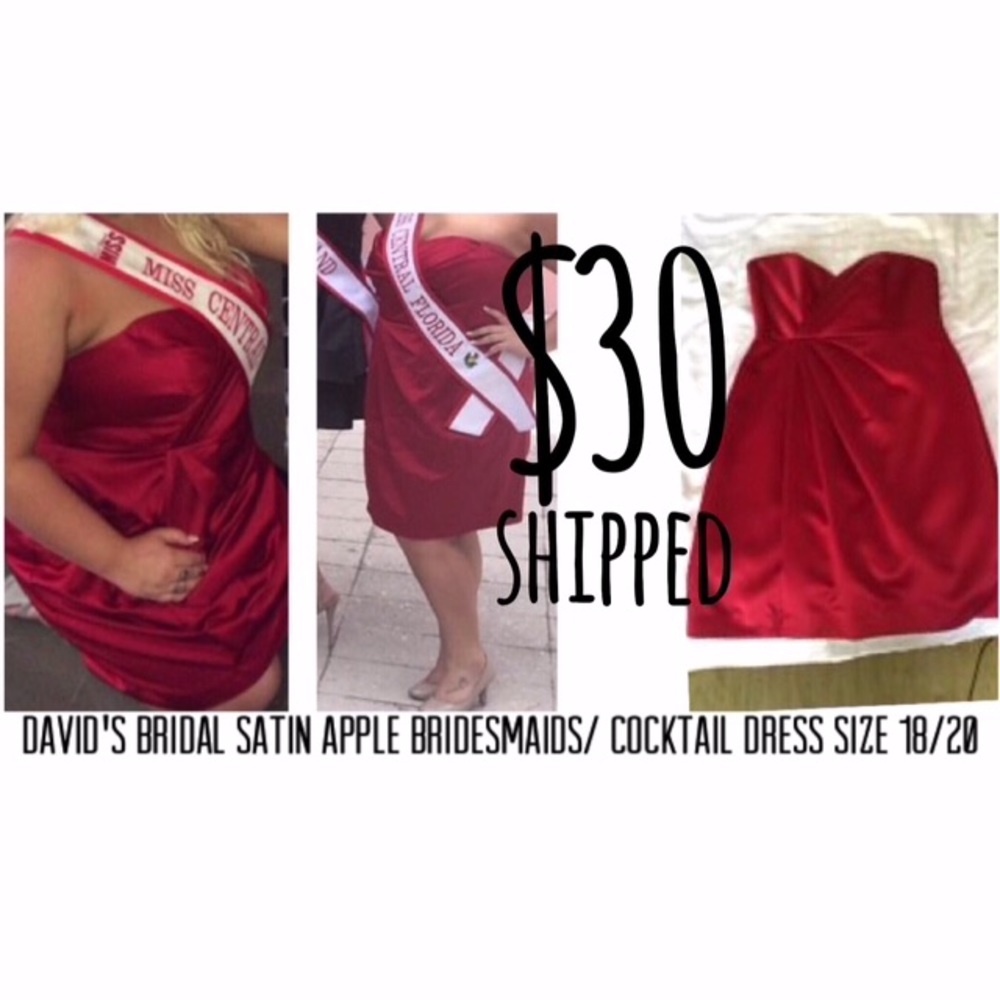 Davids Bridal Apple Satin Cocktail Dress