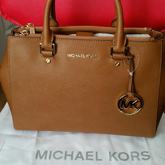 MICHAEL Michael Kors Handbags - Michael Kors Medium Sutton, Luggage color, NWT