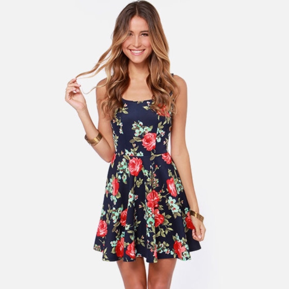 Lulu's navy floral dress