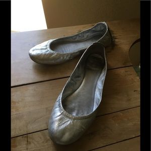 Tory ballet silver slip on shoe