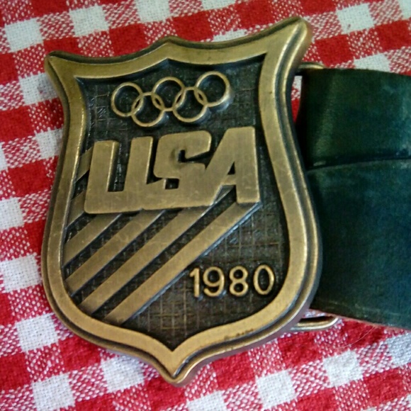 ⭐Vintage Leather Belt & USA Olympic Buckle main image 4