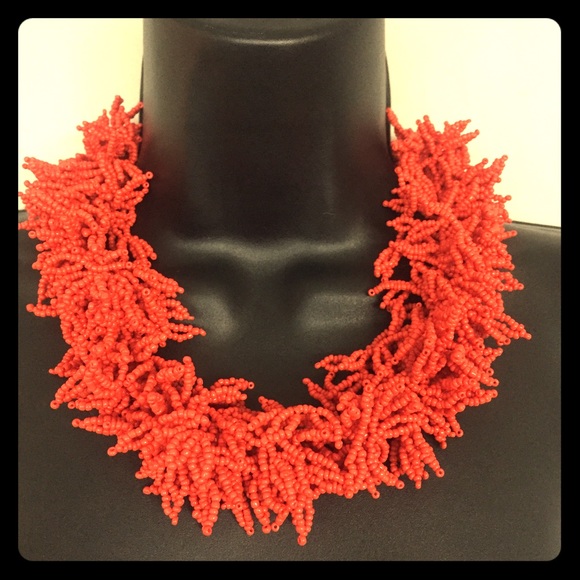 Coral Colored Beaded Necklace - Picture 1 of 4