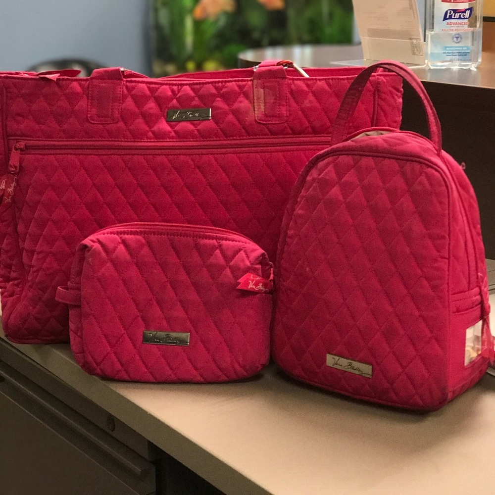 Vera Bradley tote, lunch bag, and makeup bag