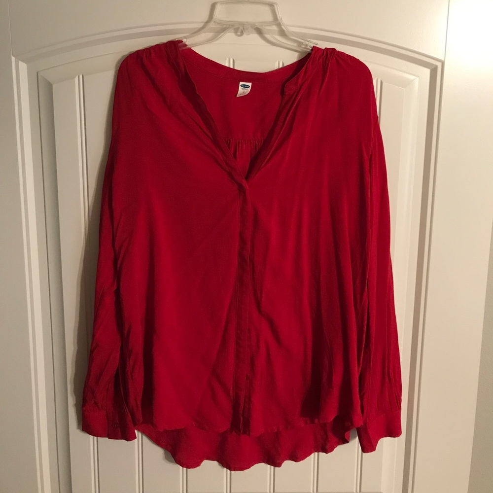 Red tunic blouse