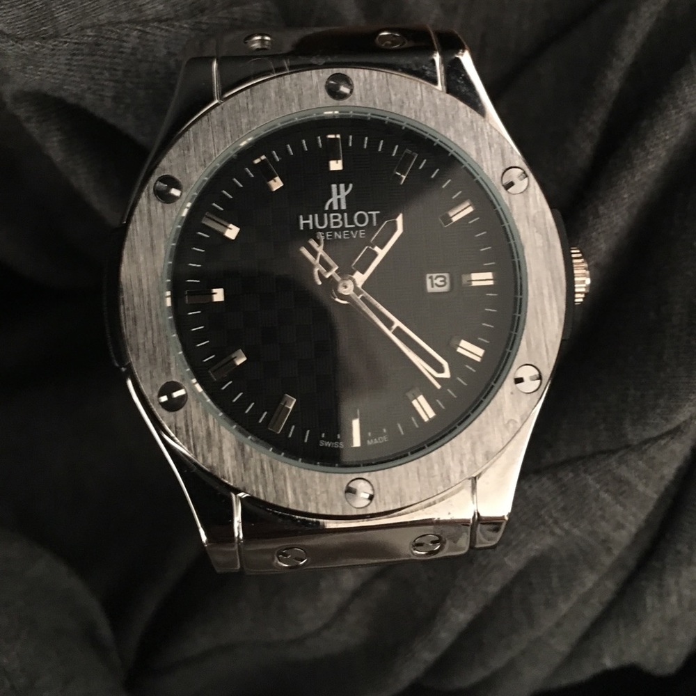 Black & Silver Hublot Style Watch