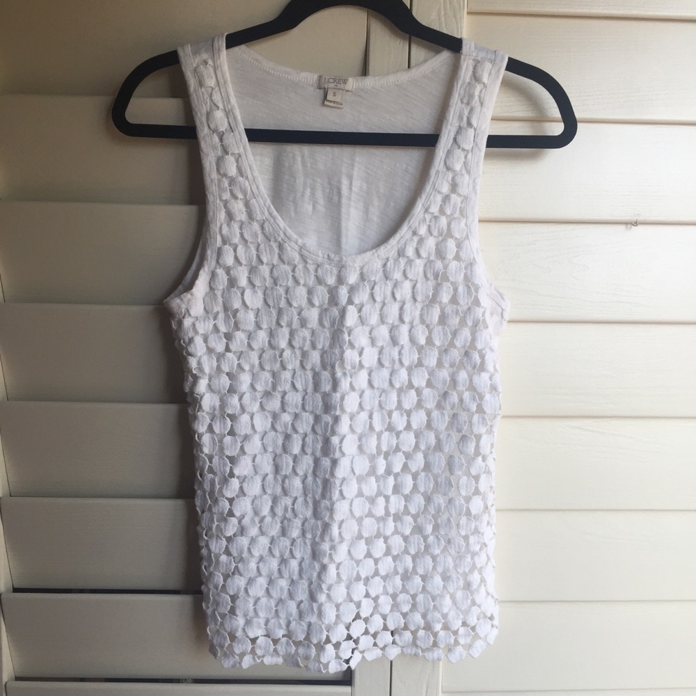 J. Crew White dot overlay tank