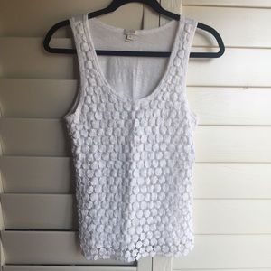J. Crew White dot overlay tank