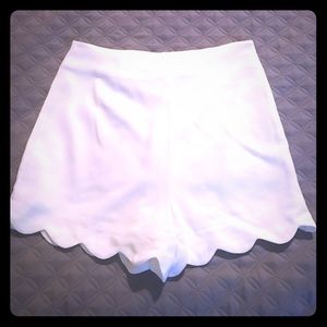 White Scallop-Hem Shorts, NWOT