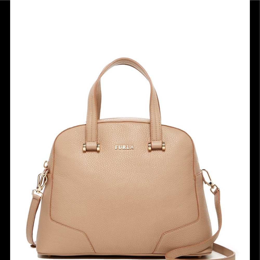 New Furla Michelle Leather Dome Handbag