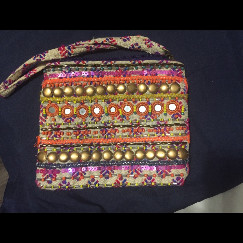 Beaded and woven wristlet