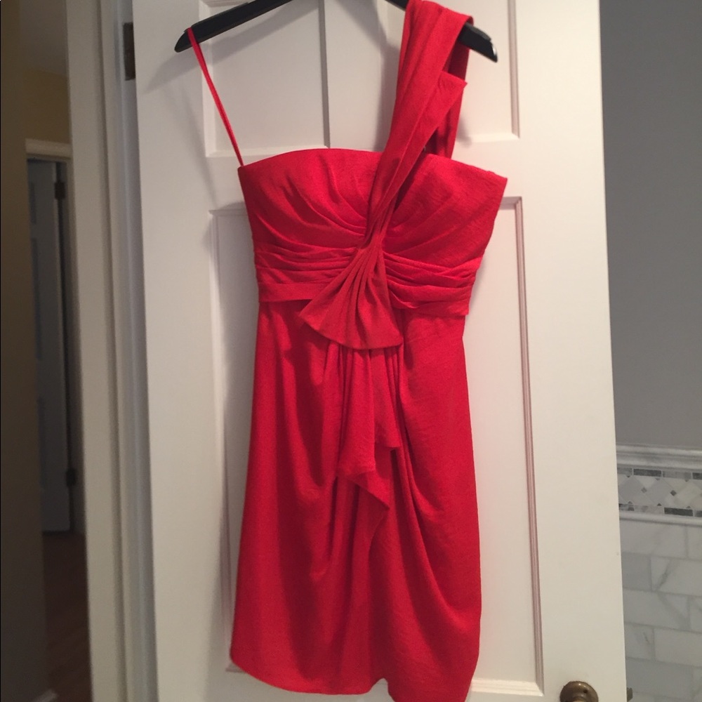 BCBG one shoulder red cocktail dress