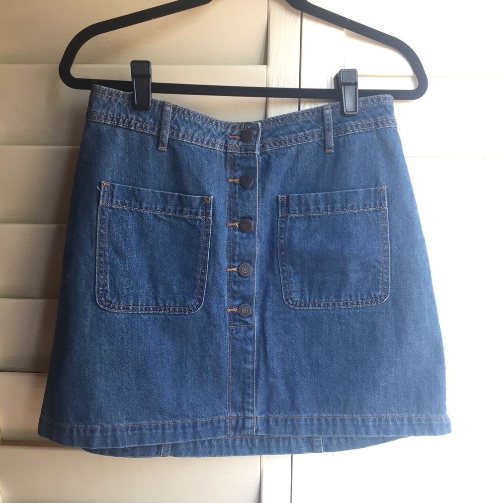 Button Front Jean Skirt