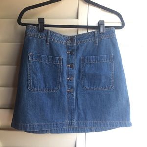 Button Front Jean Skirt