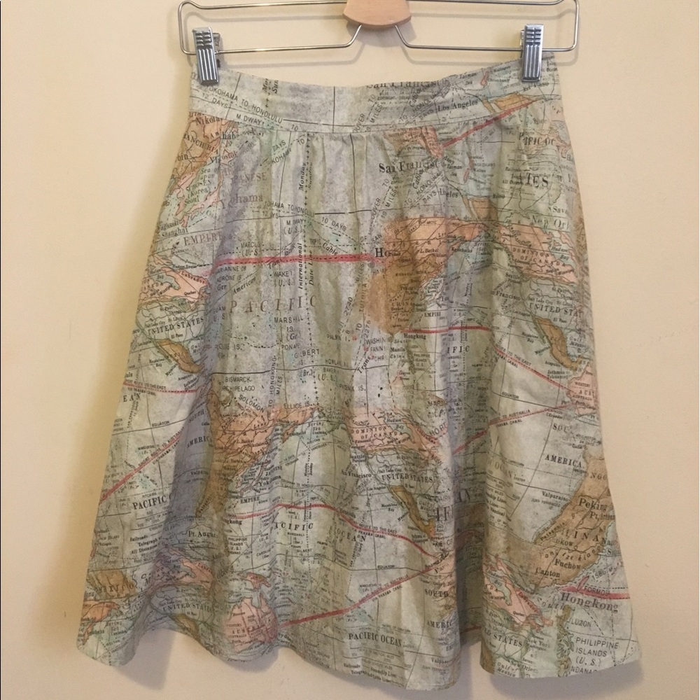 Map Printed Midi Skirt