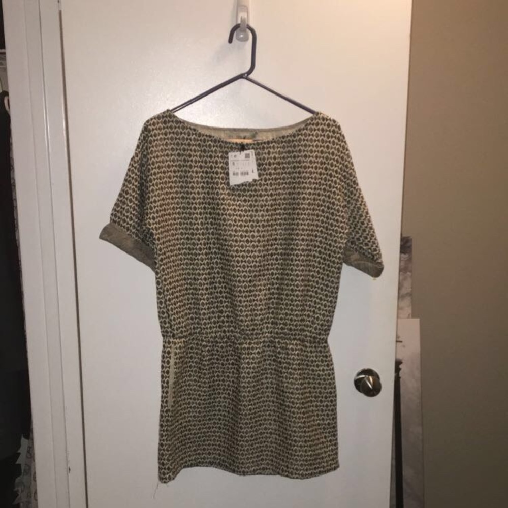 Zara Basic Black & Tan Geo Print Dress