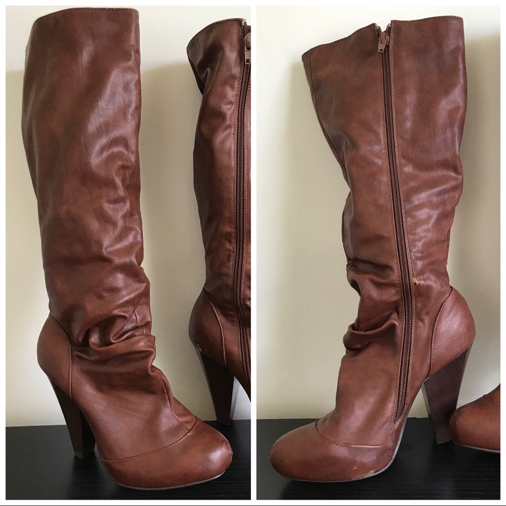Brown Slouch Heel Boot