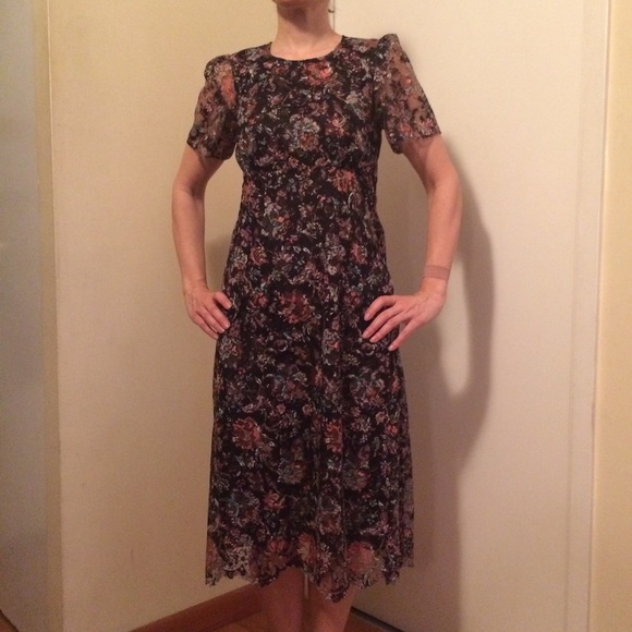 ZARA black flower lace dress - Picture 2 of 3