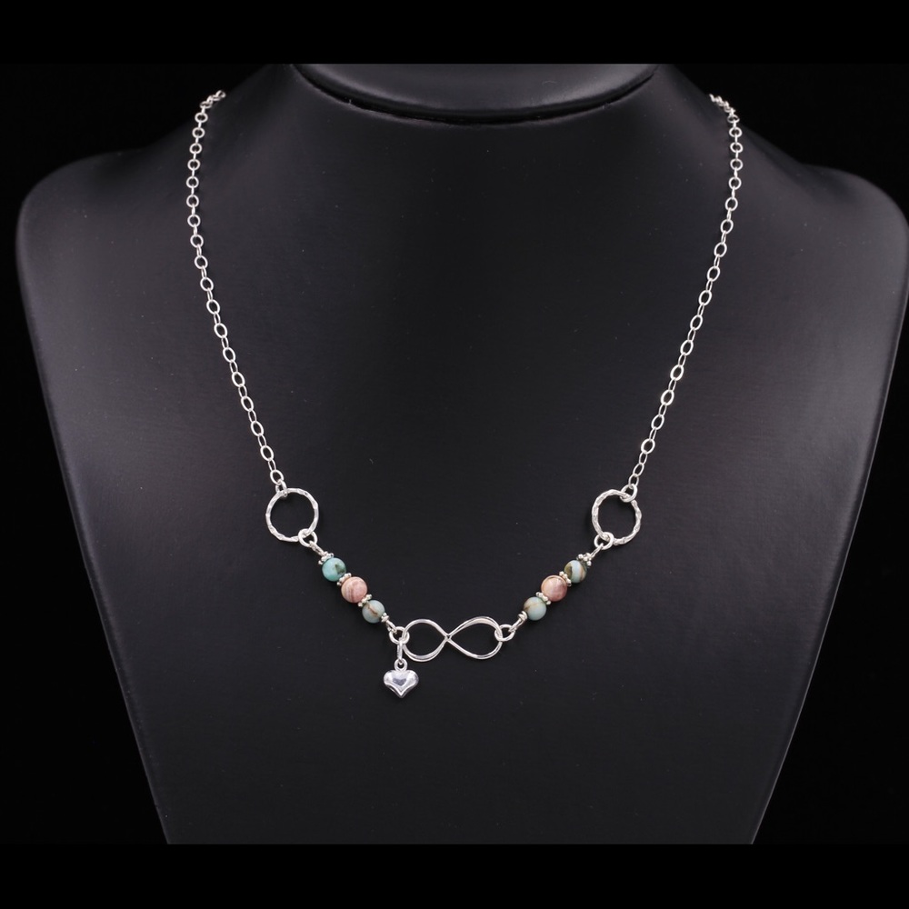 SoId! Infinity Necklace Rhodochrosite & Jasper - Picture 5 of 6