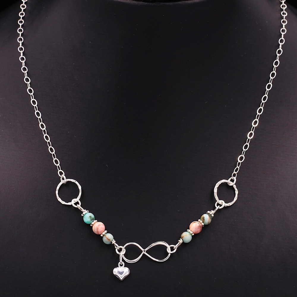 SoId! Infinity Necklace Rhodochrosite & Jasper - Picture 2 of 6