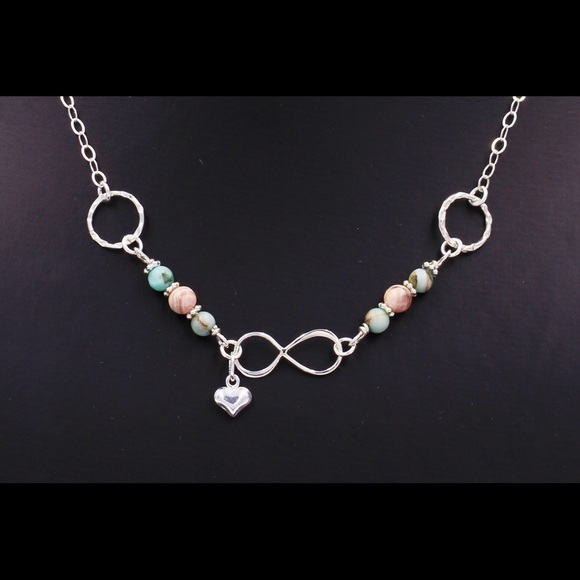 Beach City Vault Jewelry - SoId! Infinity Necklace Rhodochrosite & Jasper