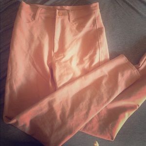 High waisted peach pink nude stretchy pants