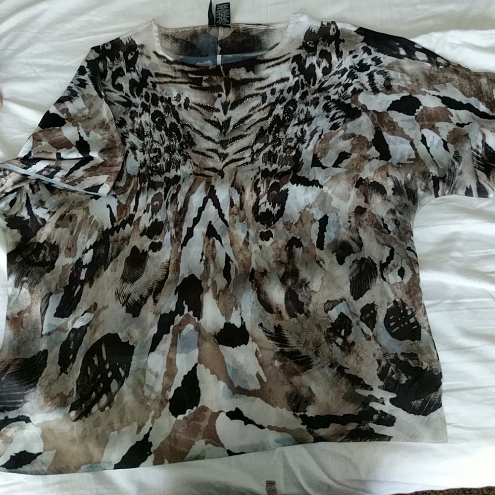 CLEARANCE!!! Sparkly Animal Print Blouse