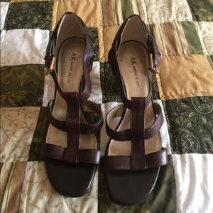Anne Klein Leather Heeled Sandals