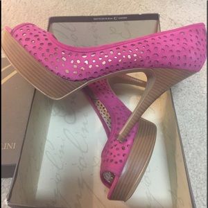 Enzo Angiolini Fuschia Peep Toe Heels