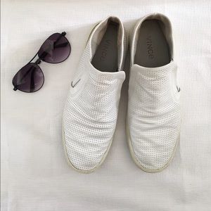 VINCE white perforated slip on