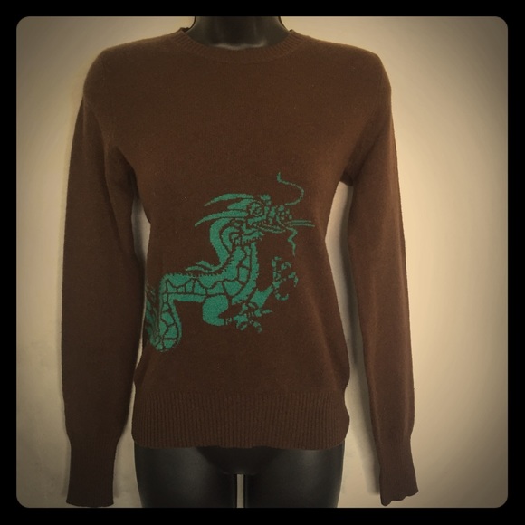 Sweaters - Cashmere Sweater with Cool Dragon Print