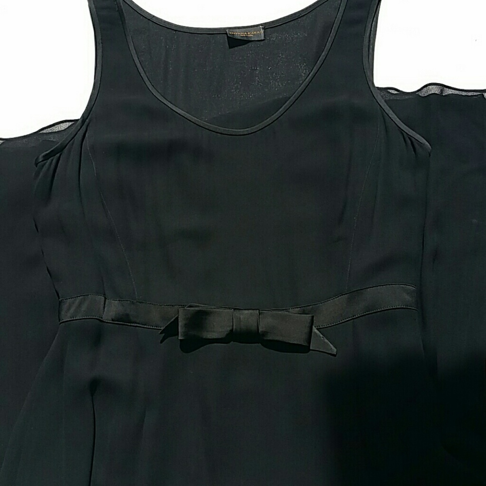 Donna karen scoop neck empire black dress