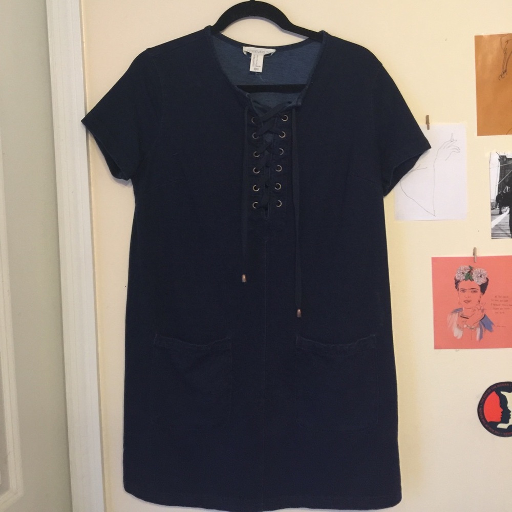 Denim lace up dress