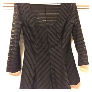 Guess black 3/4 sleeve peplum top