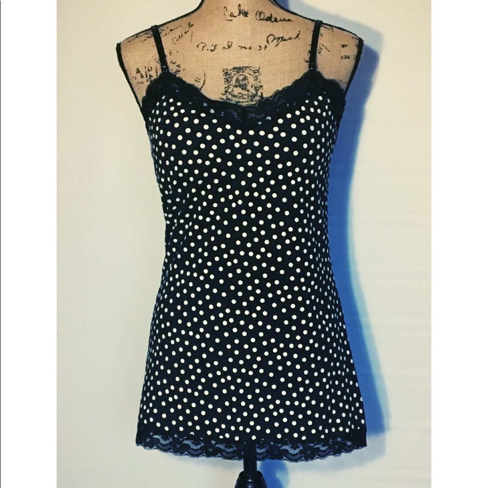 Black and white polka dot tank top size XL