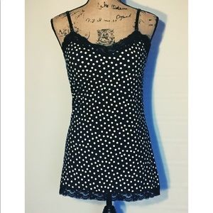 Black and white polka dot tank top size XL