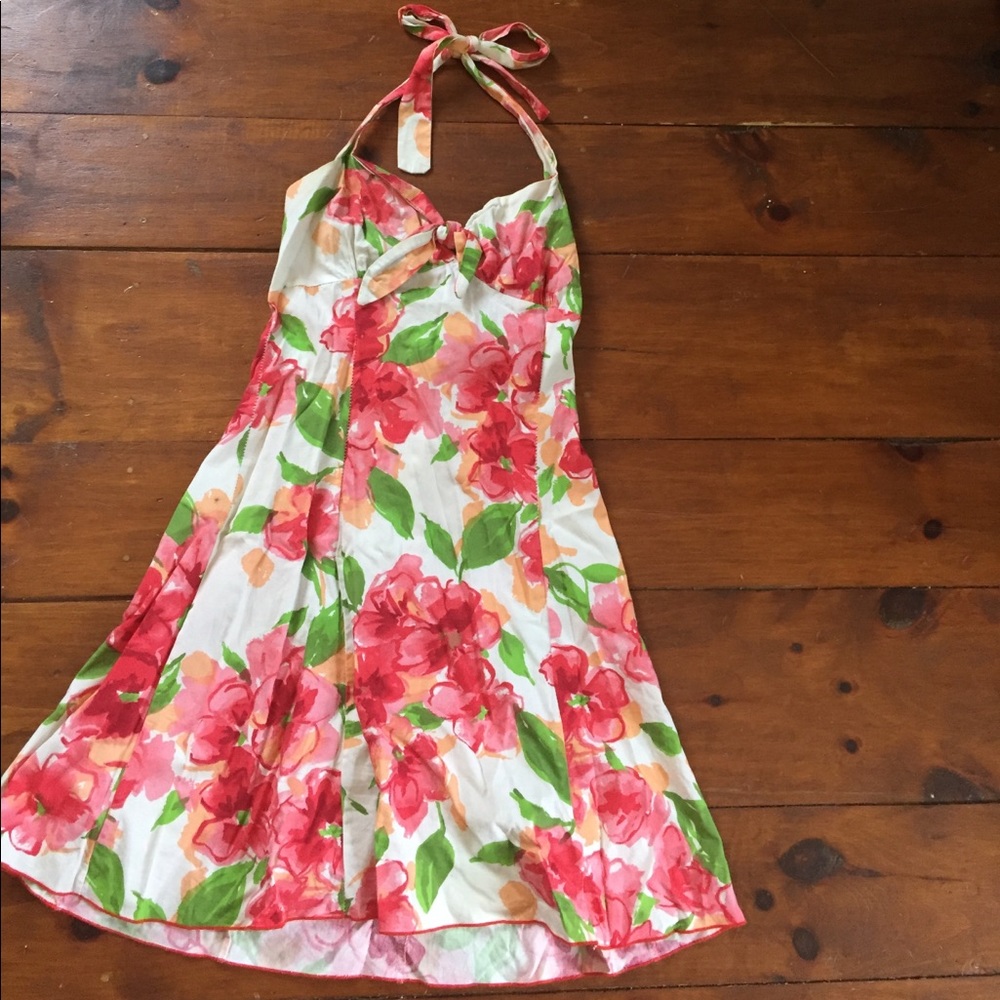 Halter backless spring dress.