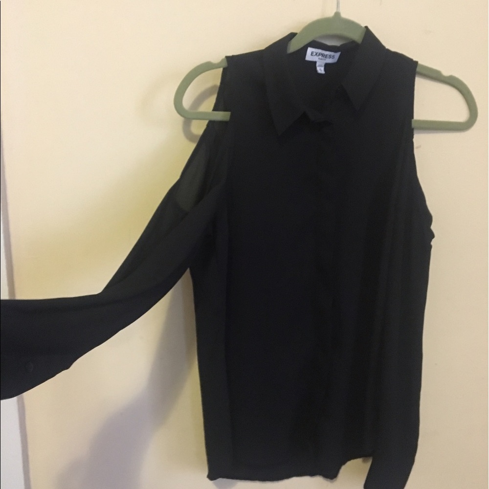 Express Slim Fit Cold Shoulder Blouse FRIYAY sale