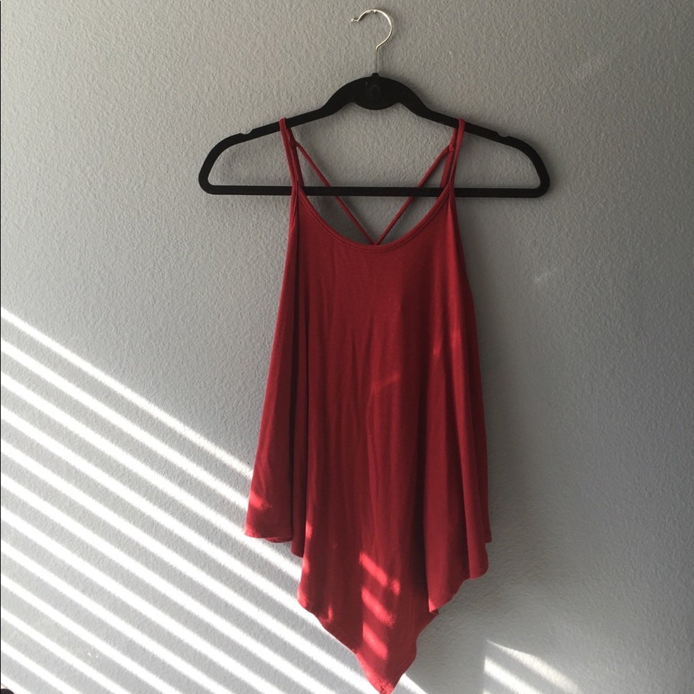 Maroon strappy back tank