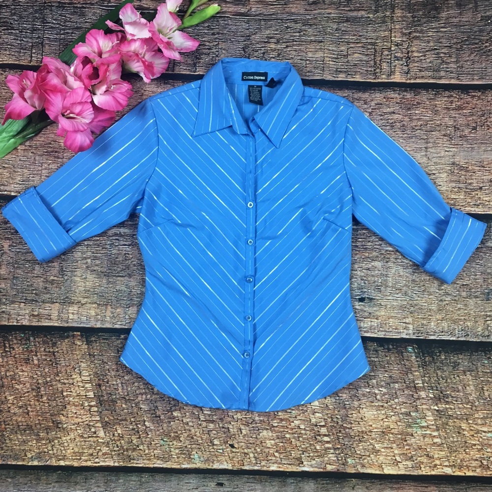 Cotton Express Women's Blue Career Shirt Size M
