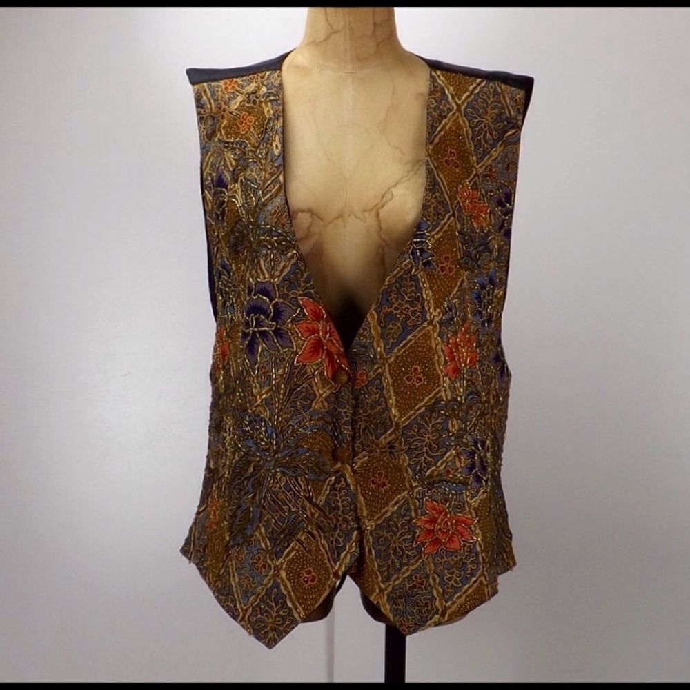 Beaded vintage vest lined hand stitched beading