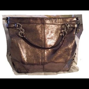 Coach distressed metallic leather bag