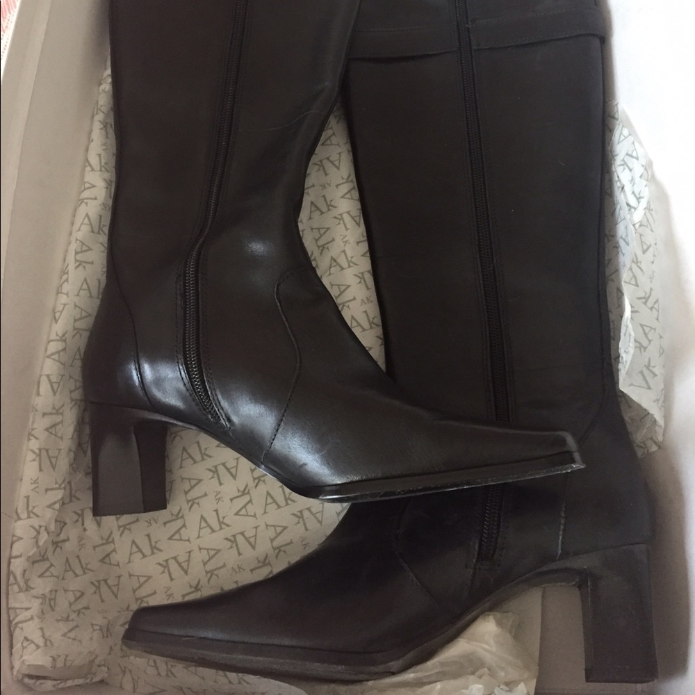 Anne Klein black leather tall boots