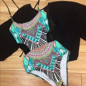 BarIII Multicolored Cutout Monokini Swimsuit