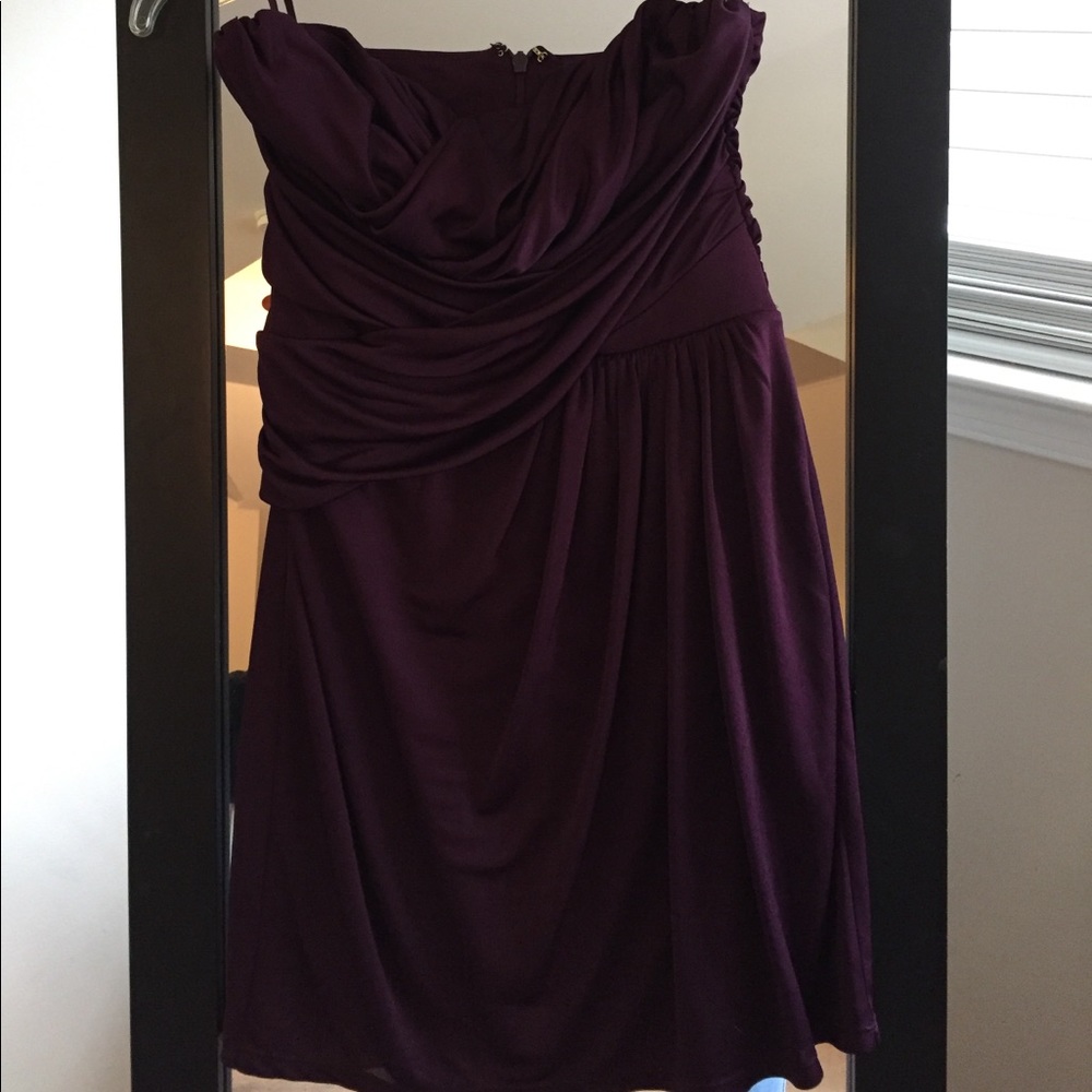 Eggplant strapless cocktail dress