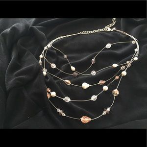 Beautiful necklace with pearls and crystals