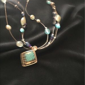 Choker necklace in. Blues and glass